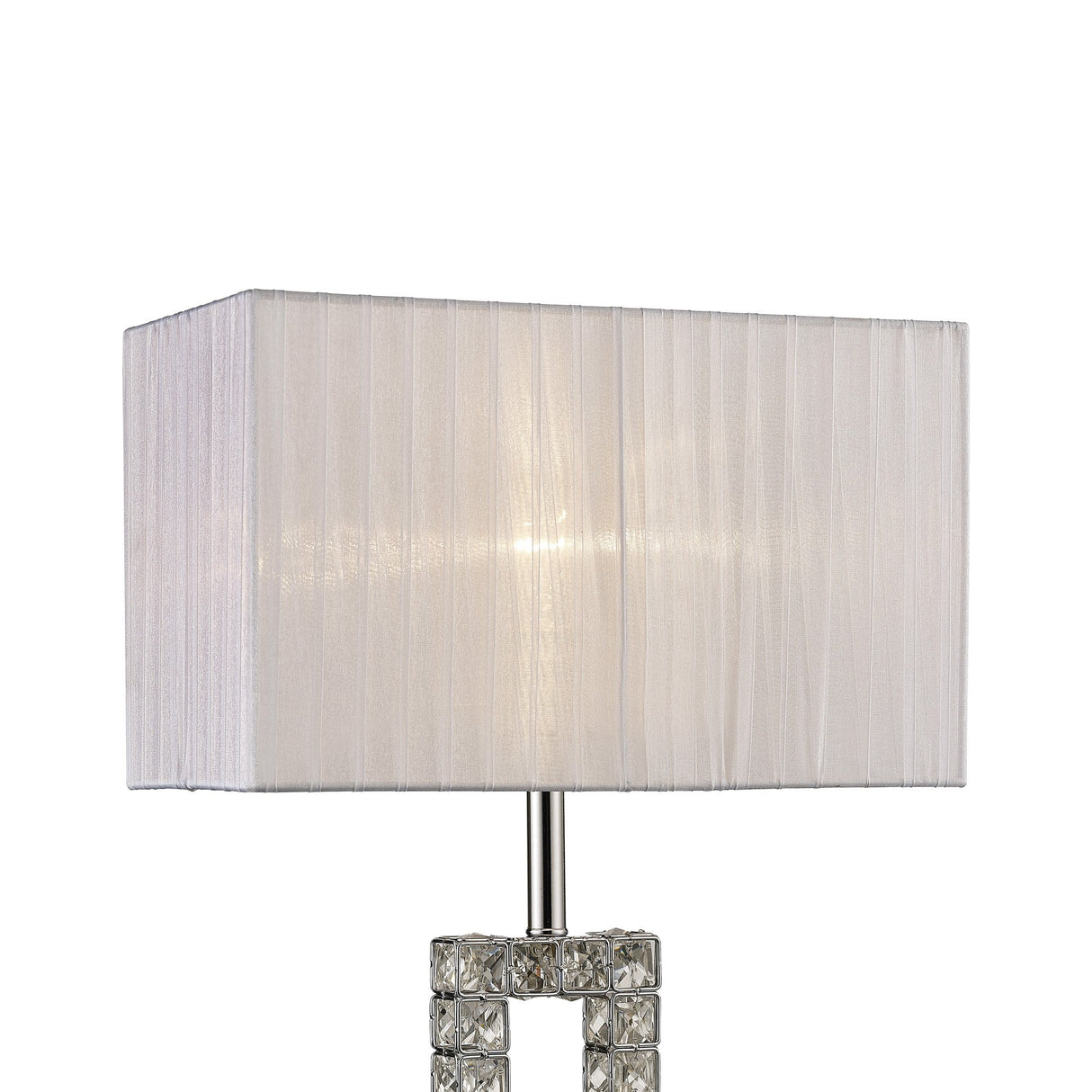 Florence Rectangle 1 Light Crystal Table Lamp - Chrome With White Shade