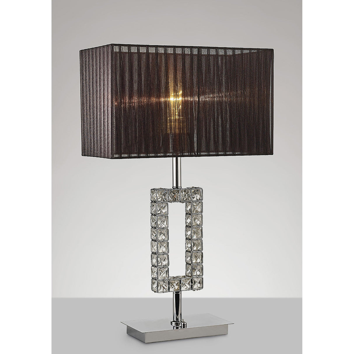 Florence Rectangle 1 Light Crystal Table Lamp - Chrome With White Shade
