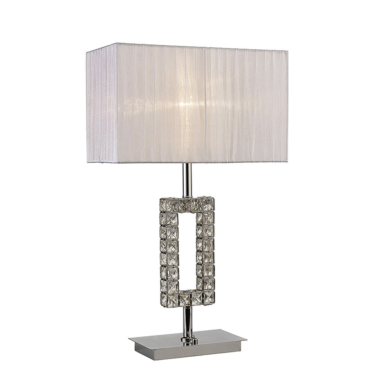 Florence Rectangle 1 Light Crystal Table Lamp - Chrome With White Shade