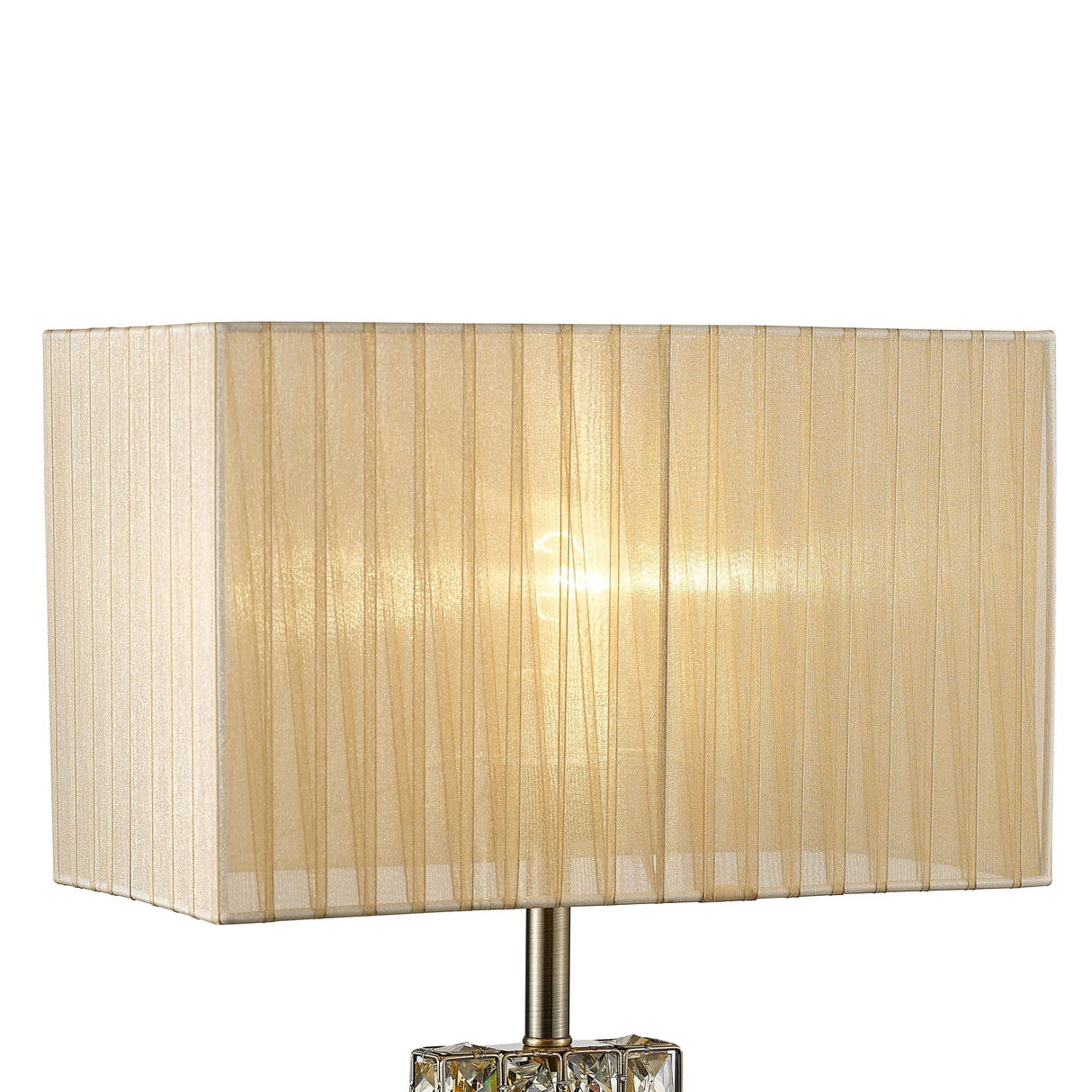 Florence Rectangle 1 Light Crystal Table Lamp - Brass With Bronze Shade