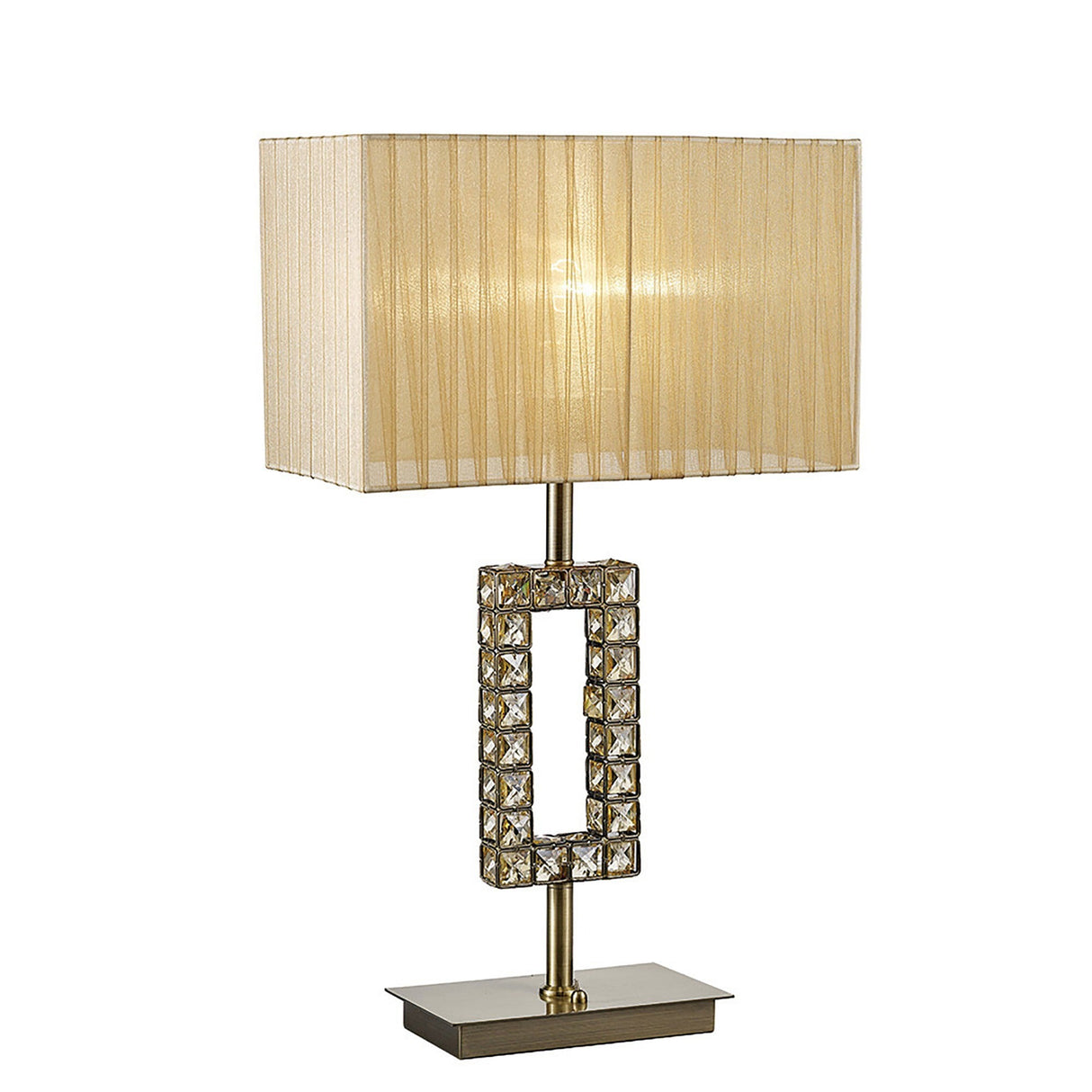 Florence Rectangle 1 Light Crystal Table Lamp - Brass With Bronze Shade