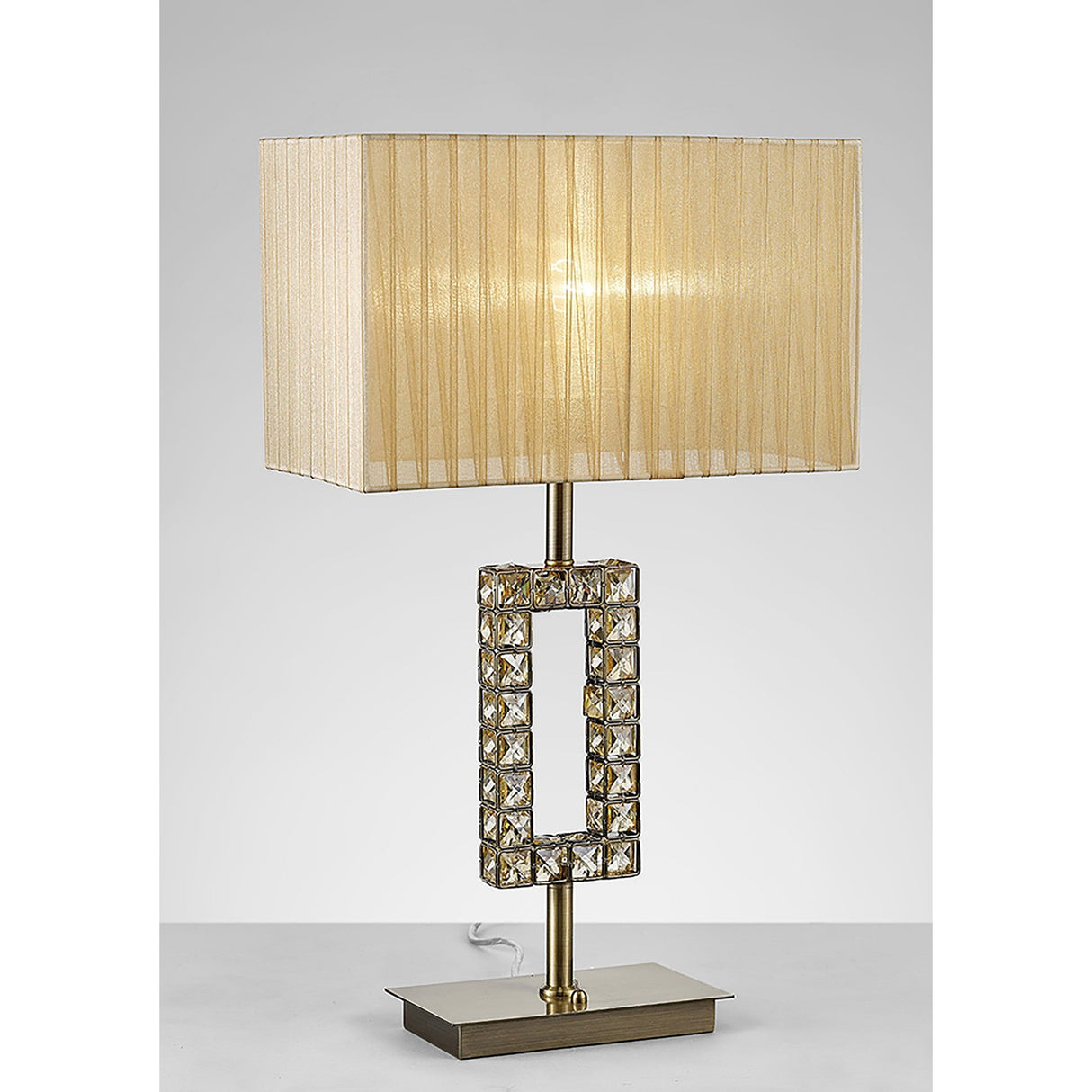 Florence Rectangle 1 Light Crystal Table Lamp - Brass With Bronze Shade