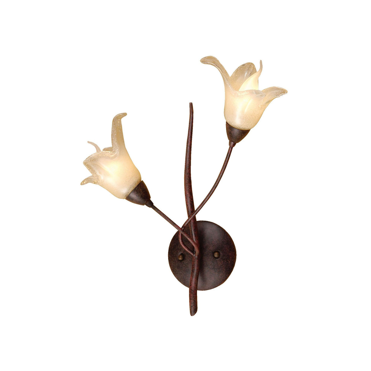 Florida 2 Light Wall Light With Switch - Brown/Black Oxide