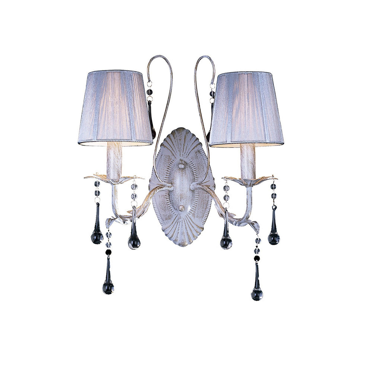 Flur 2 Light Wall Light - White & French Gold