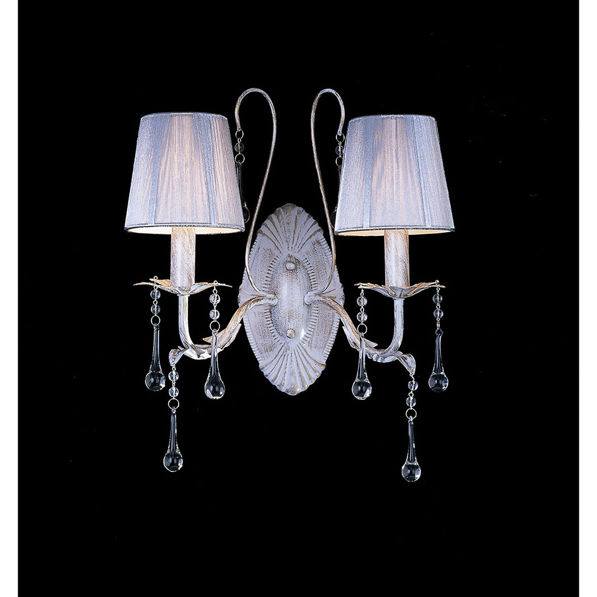 Flur 2 Light Wall Light - White & French Gold