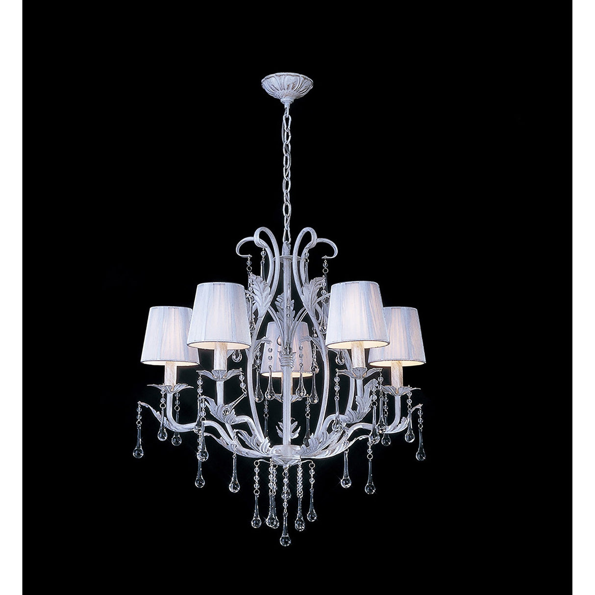 Flur 62cm Round 5 Light Chandelier - White French Gold