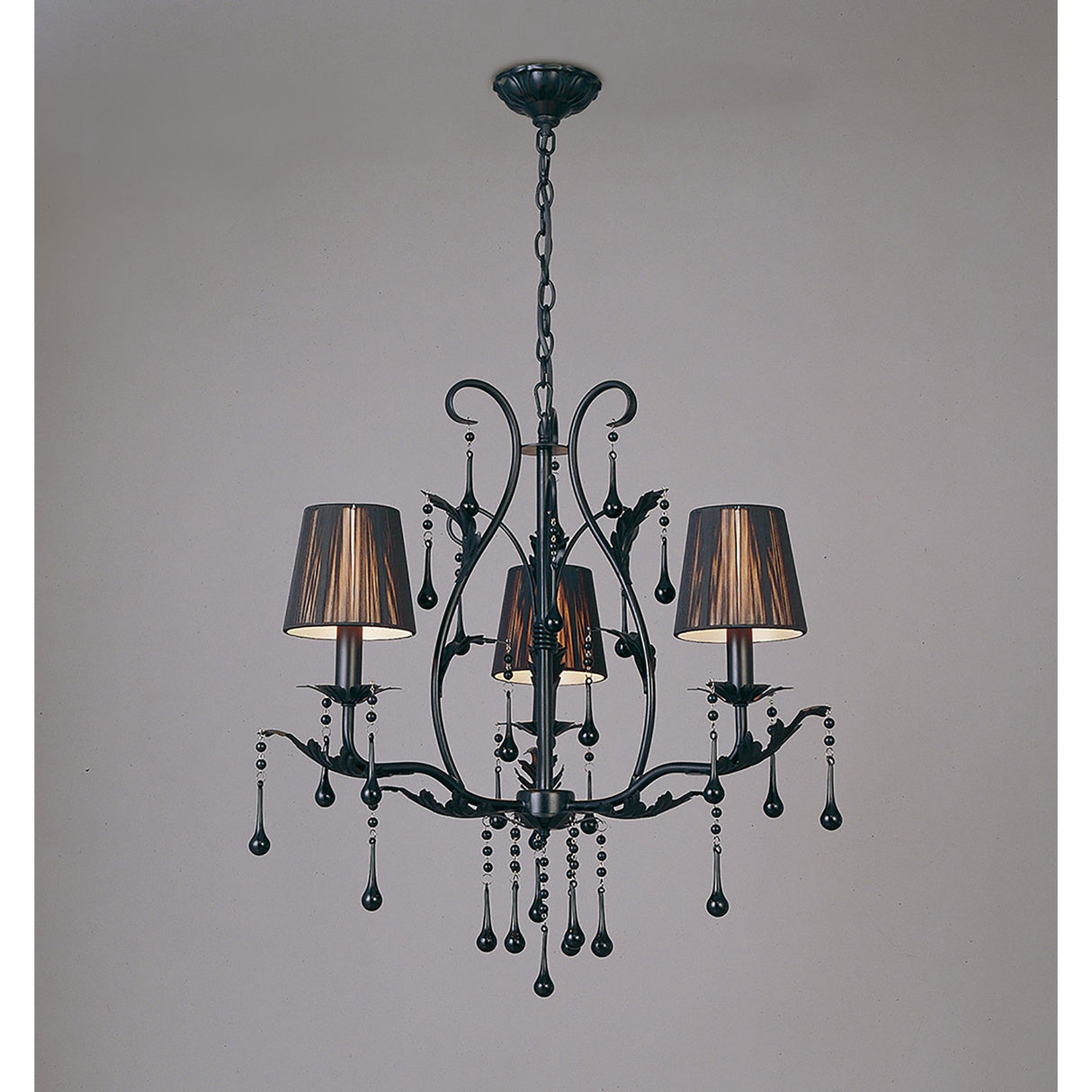 Flur 50cm Round 3 Light Chandelier - Black