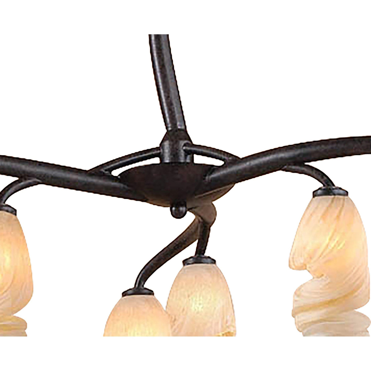 Forest 60cm 3 Arm 6 Light Chandelier - Brown & Black Oxide