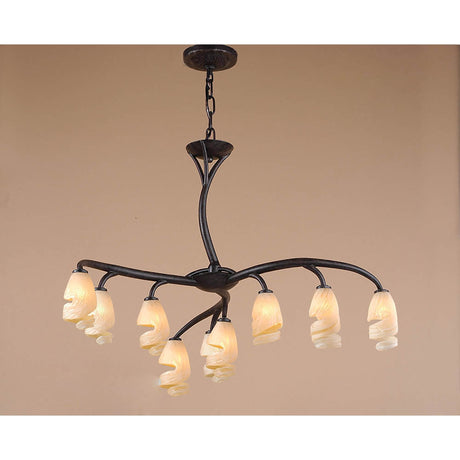 Forest 70cm 3 Arm 9 Light Chandelier - Brown & Black Oxide