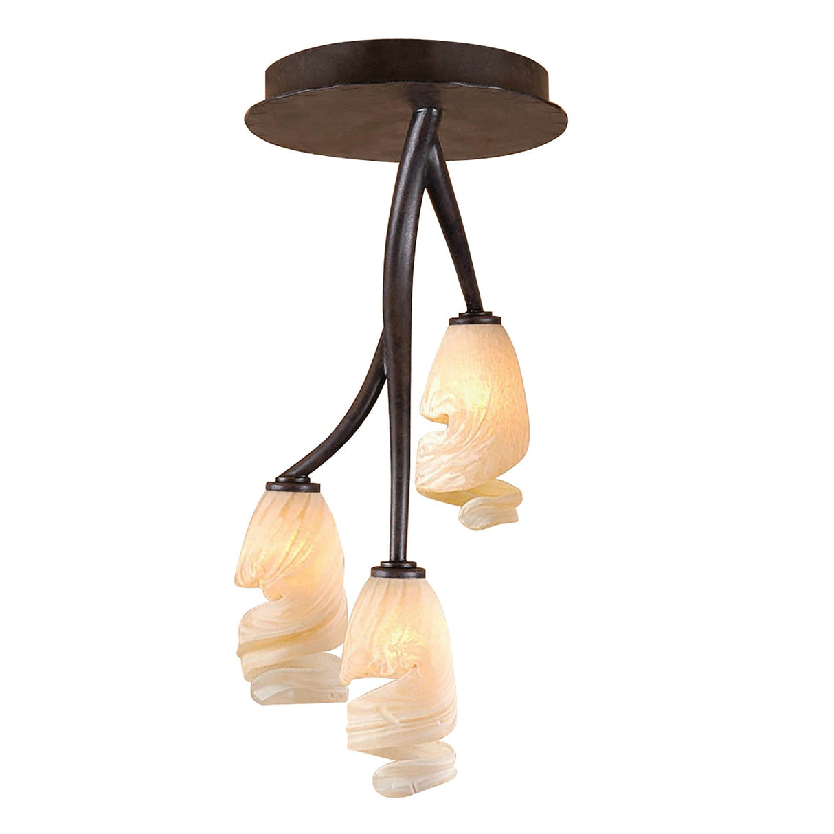 Forest 3 Light Semi-Flush Ceiling Light – Brown & Black Oxide