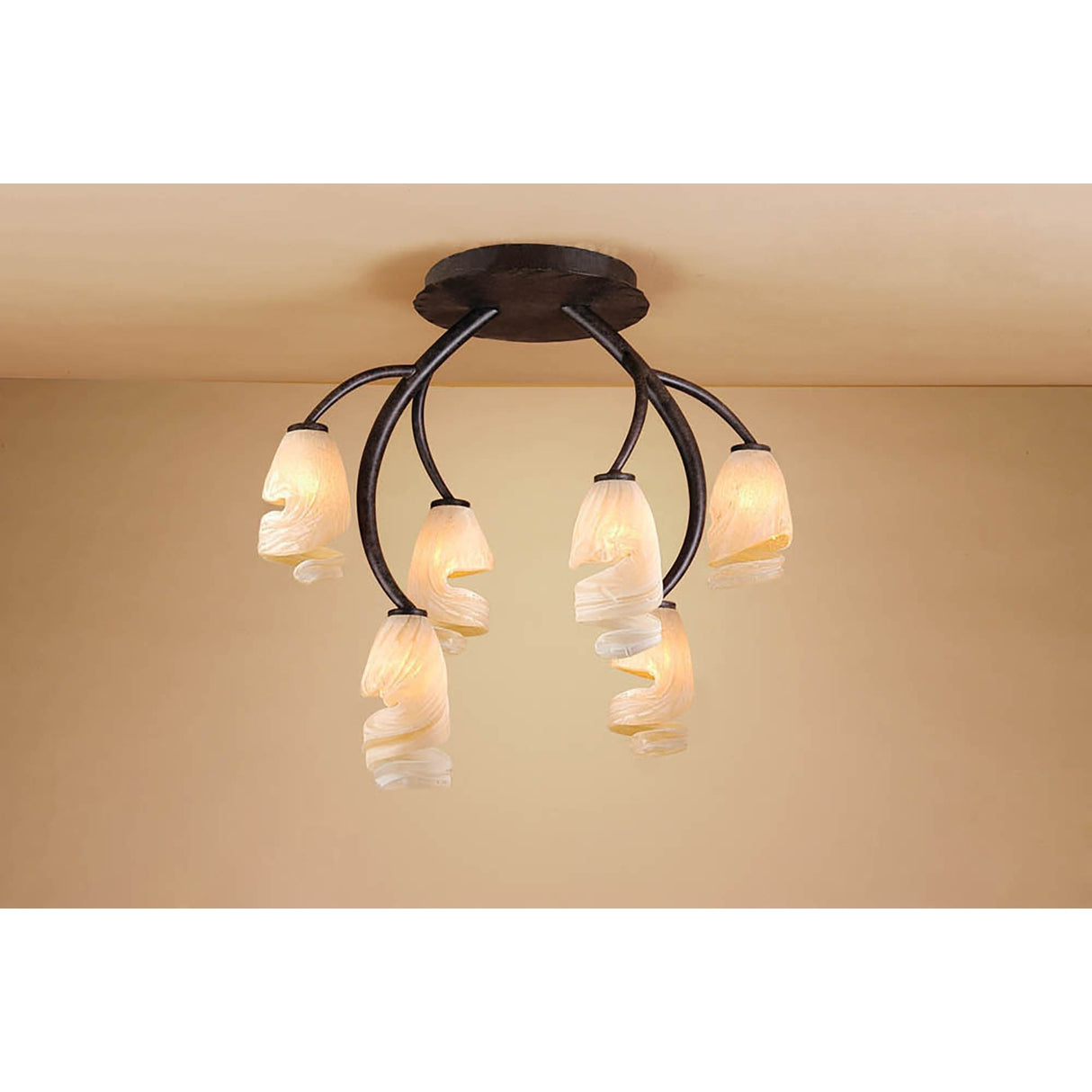Forest 6 Light Semi-Flush Ceiling Light - Brown/Black Oxide