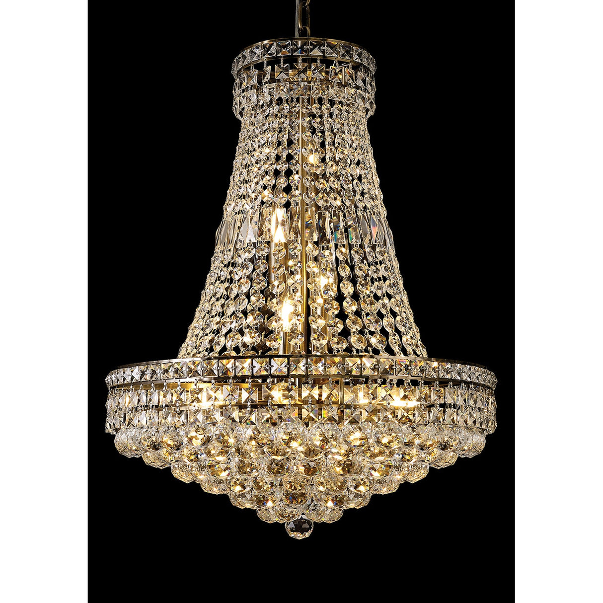 Frances 55cm 14 Light Crystal Chandelier - Antique Brass