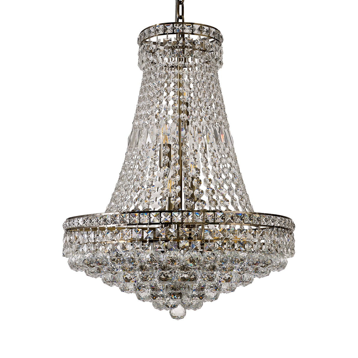 Frances 55cm 14 Light Crystal Chandelier - Antique Brass