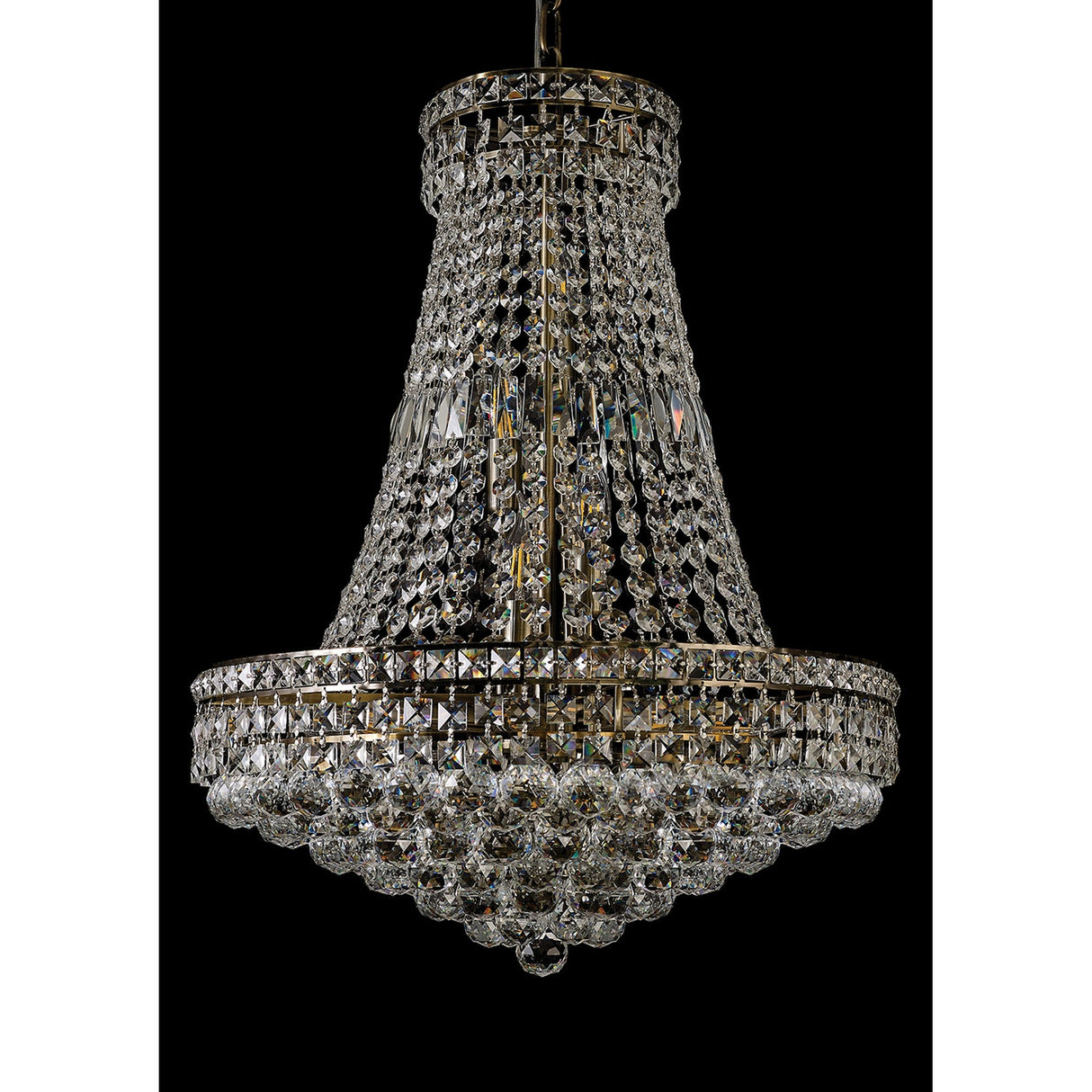 Frances 55cm 14 Light Crystal Chandelier - Antique Brass