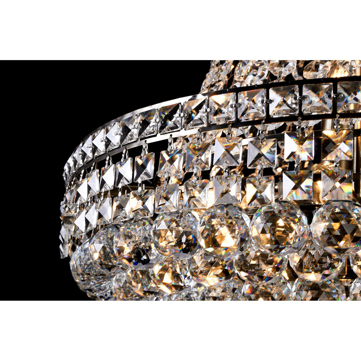 Frances 55cm 14 Light Crystal Chandelier - Antique Brass