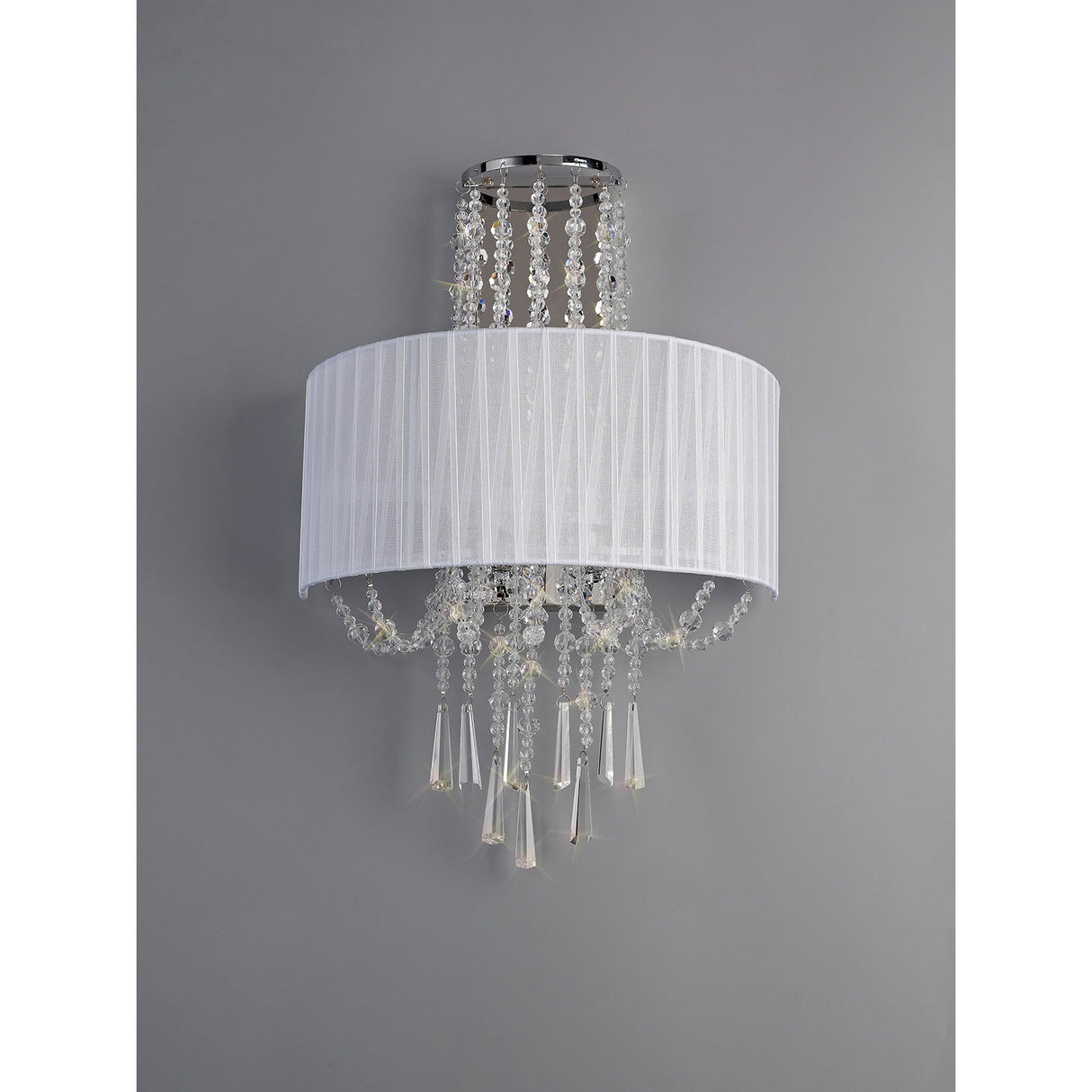 Freida 2 Light Crystal Wall Light - Chrome With White Shade