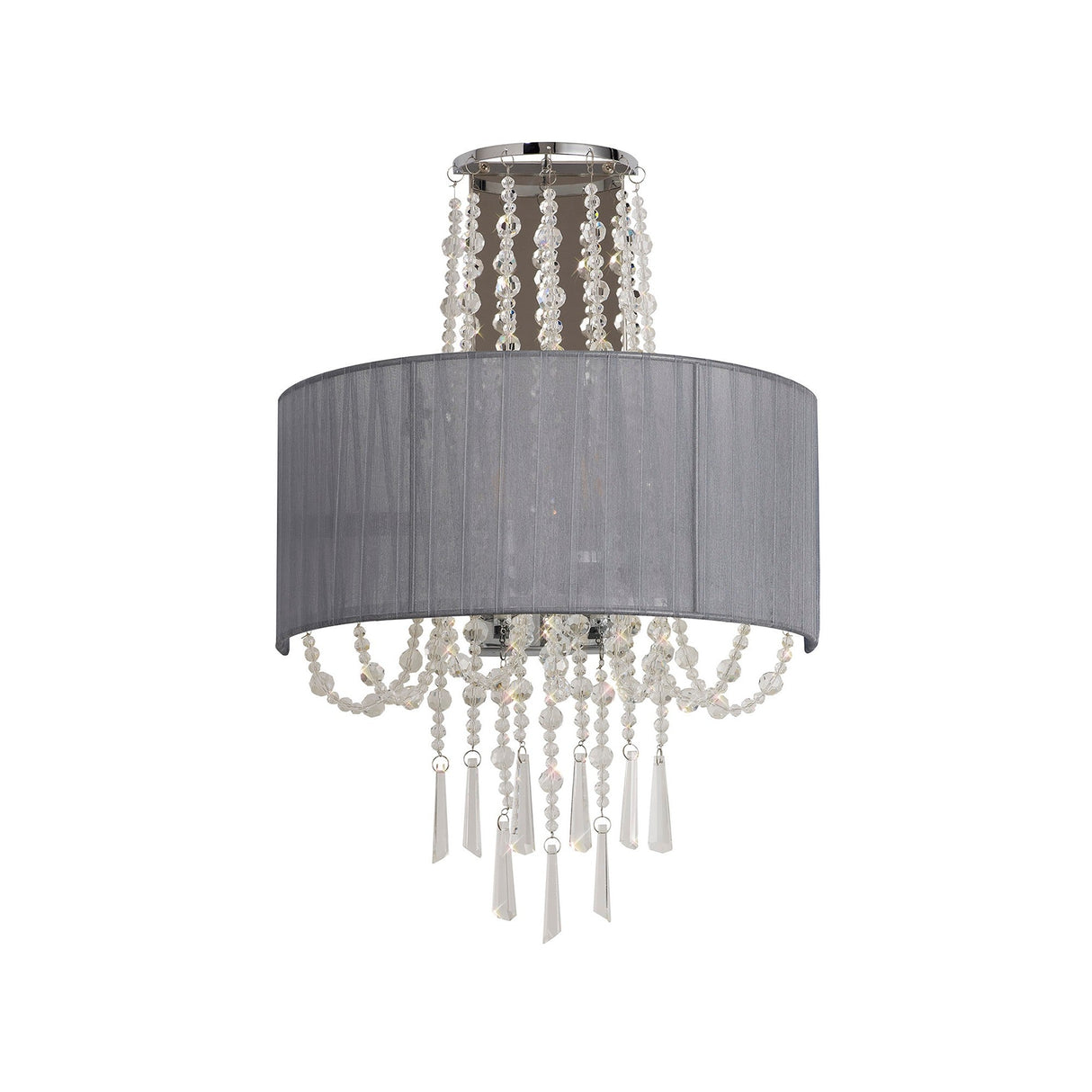 Freida 2 Light Crystal Wall Light - Chrome With Grey Shade