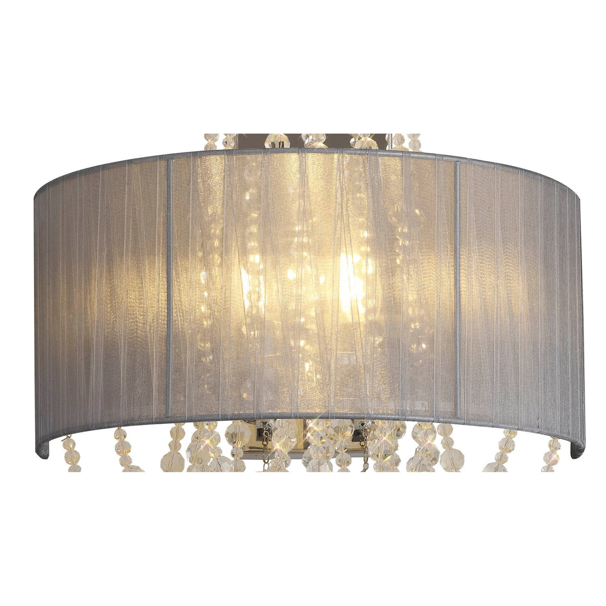 Freida 2 Light Crystal Wall Light - Chrome With Grey Shade