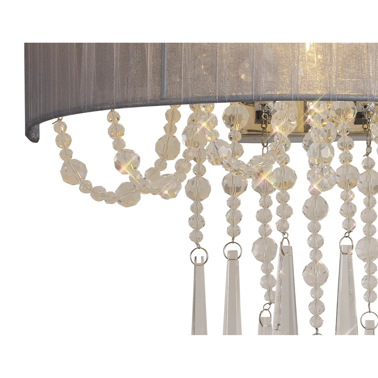 Freida 2 Light Crystal Wall Light - Chrome With Grey Shade