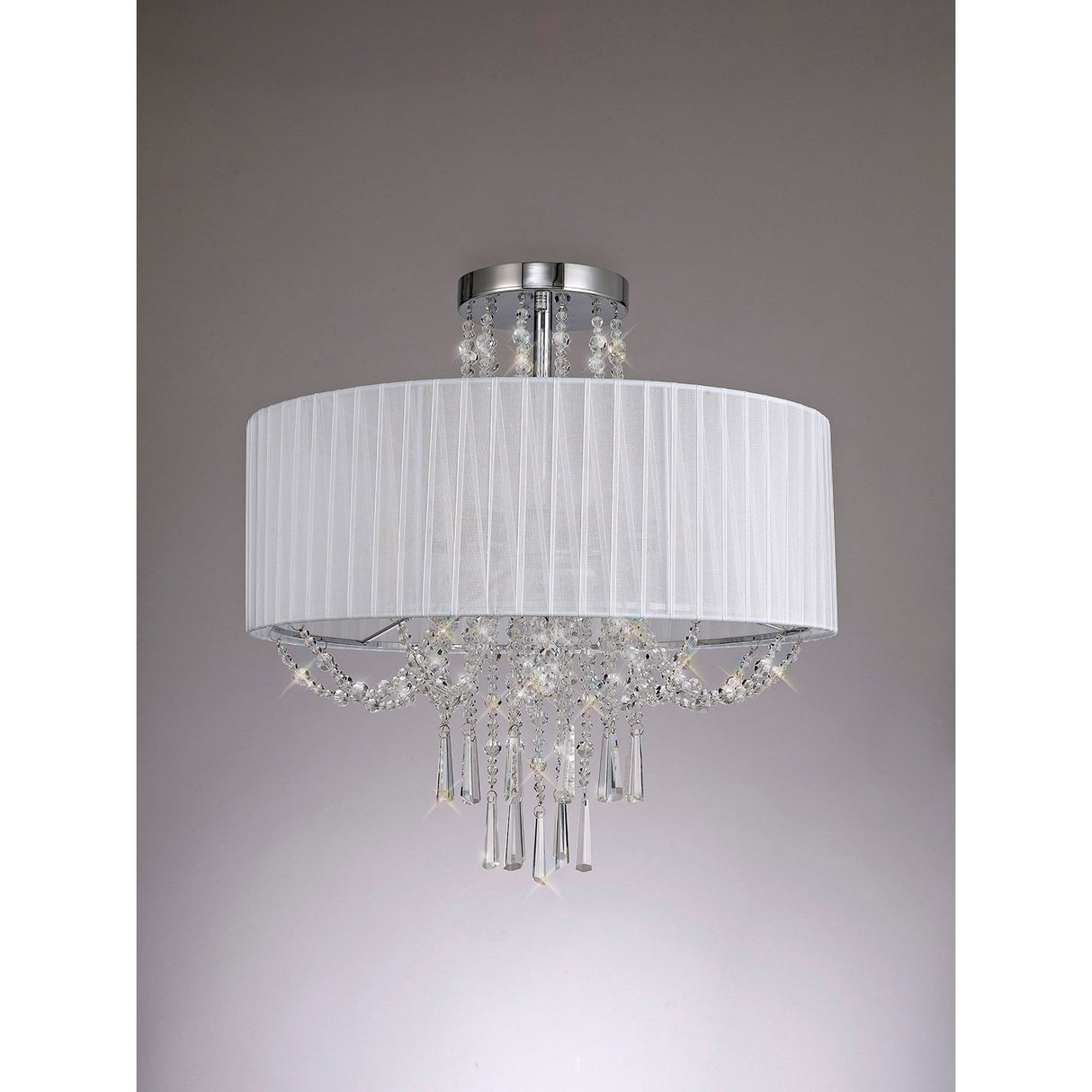 Freida 6 Light Crystal Semi-Flush Ceiling Light - White
