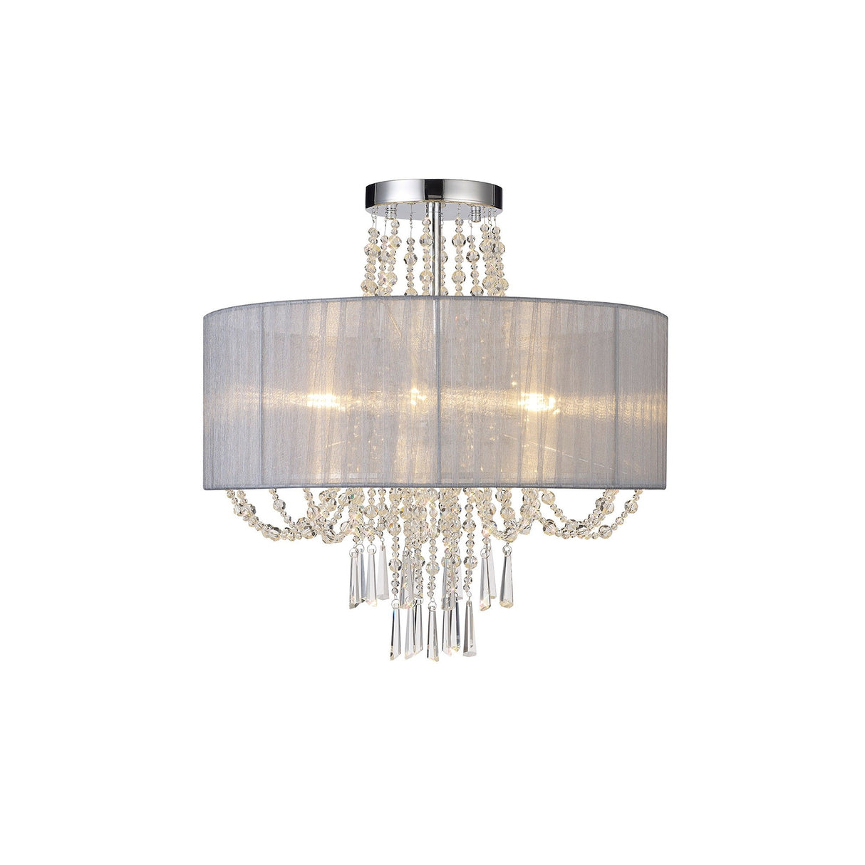 Freida 6 Light Crystal Semi-Flush Ceiling Light - Grey