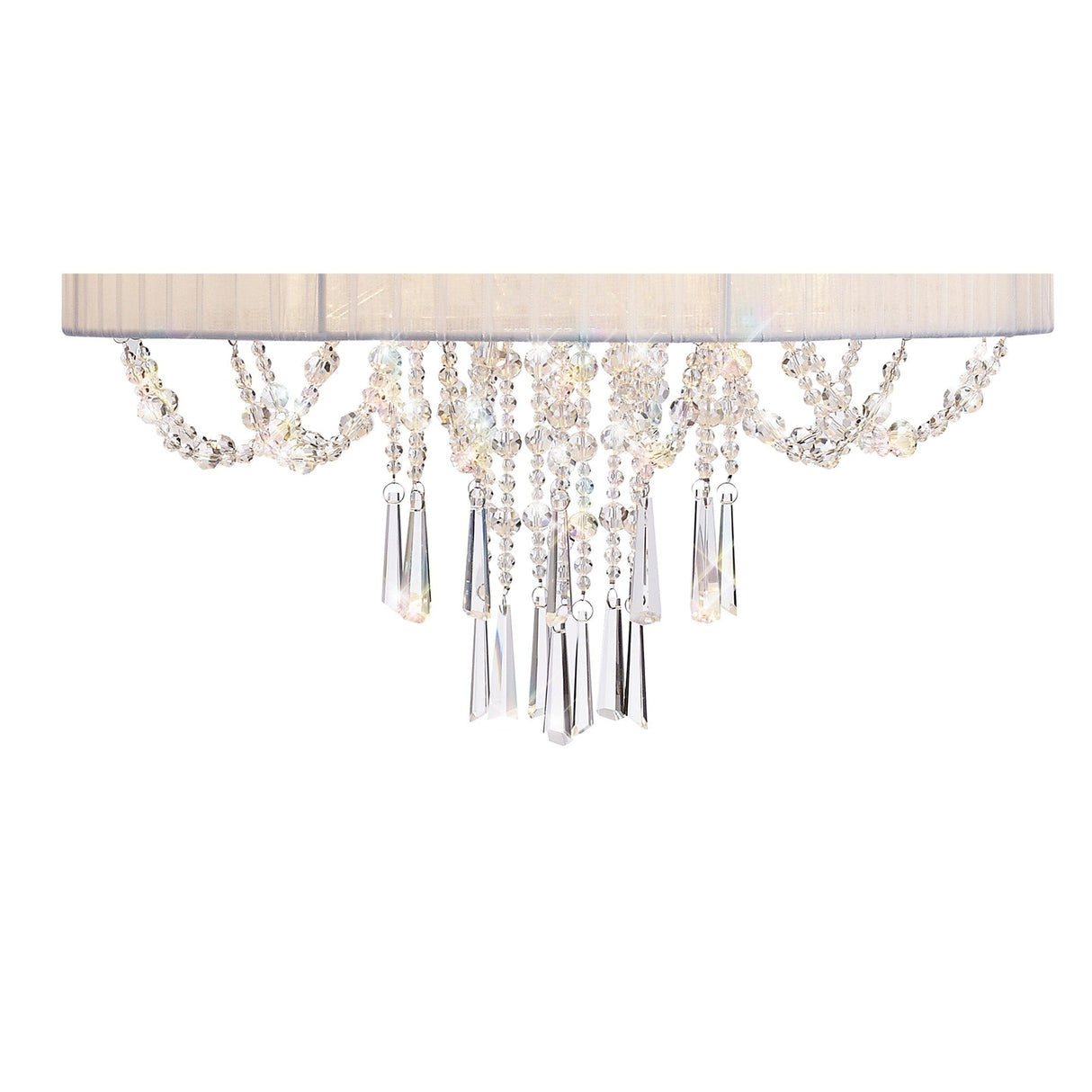 Freida 50cm 6 Light Crystal Chandelier - Chrome With White Shade