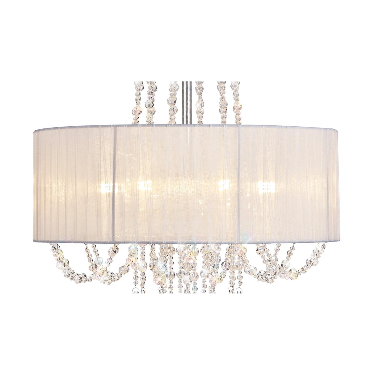Freida 50cm 6 Light Crystal Chandelier - Chrome With White Shade