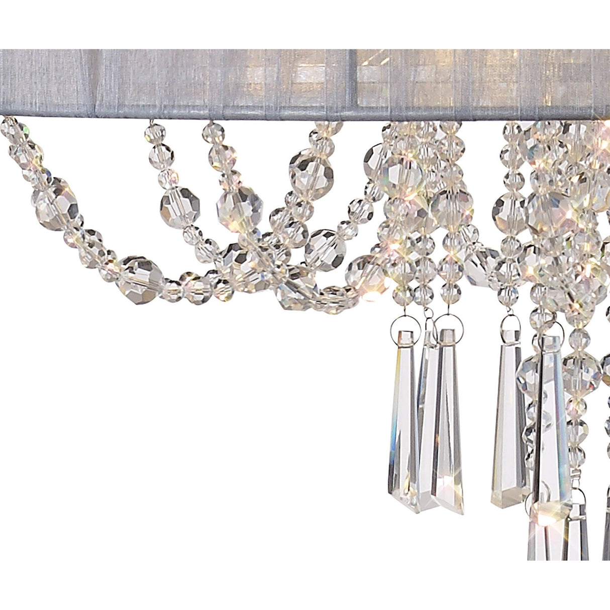 Freida 50cm 6 Light Crystal Chandelier - Chrome With Grey Shade