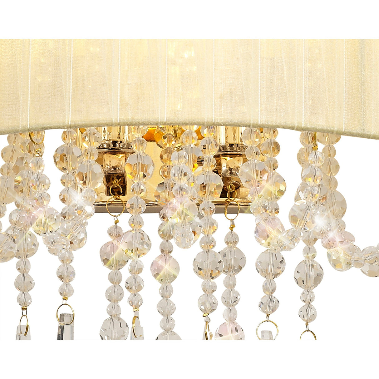 Freida 2 Light Crystal Wall Light - Gold With Cream Shade