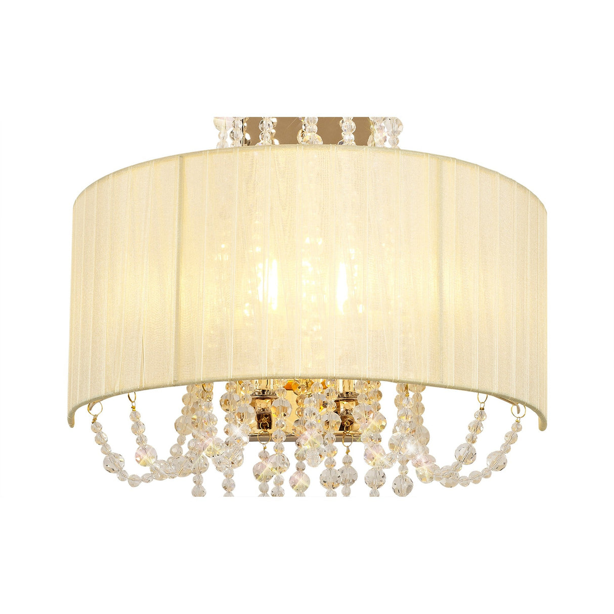 Freida 2 Light Crystal Wall Light - Gold With Cream Shade