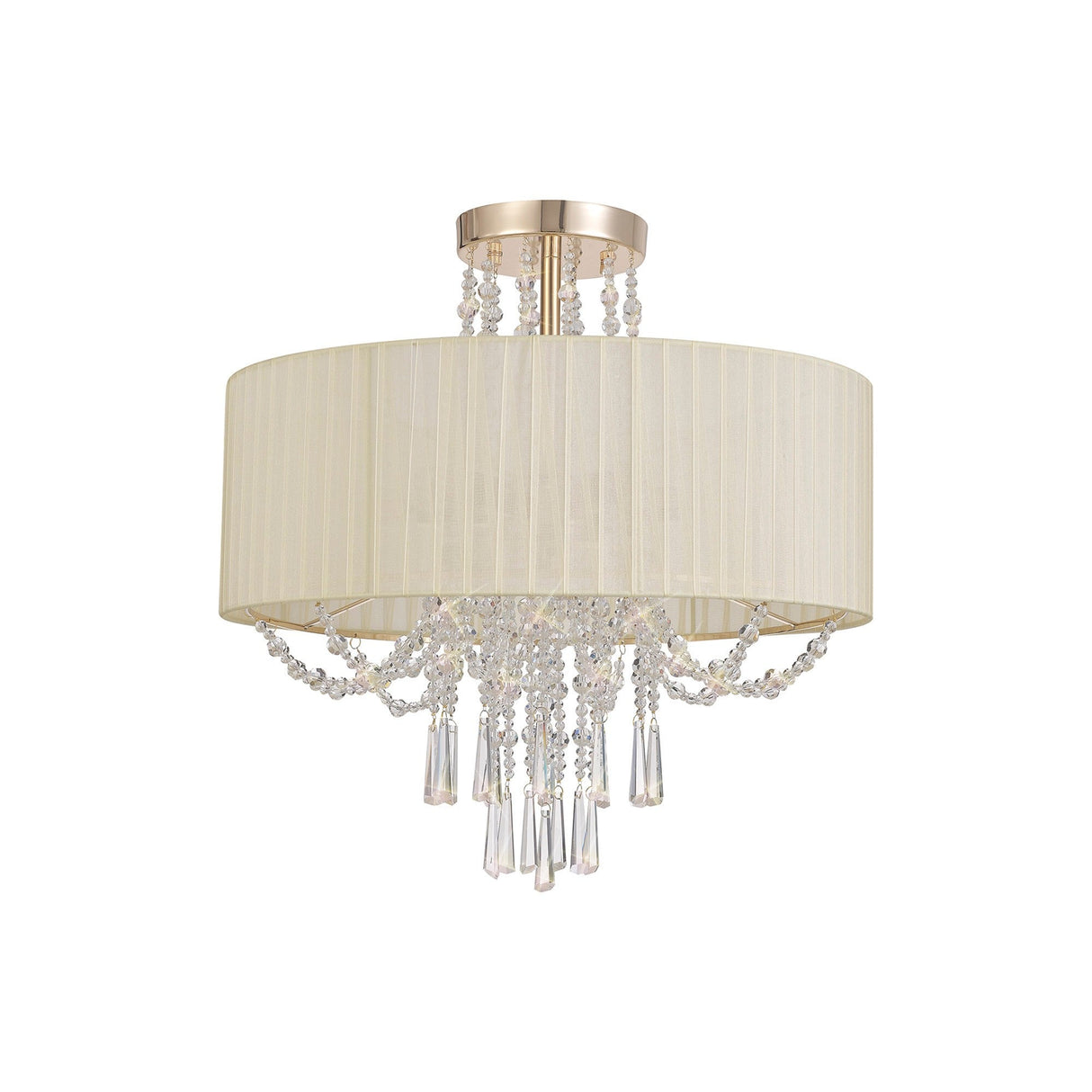 Freida 6 Light Crystal Semi-Flush Ceiling Light - Ivory