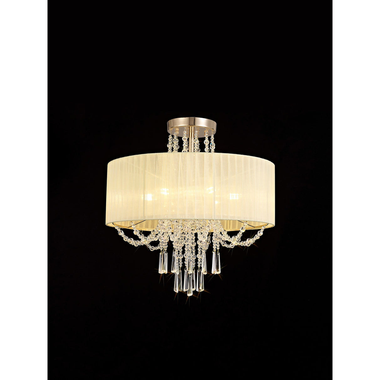 Freida 6 Light Crystal Semi-Flush Ceiling Light - Ivory