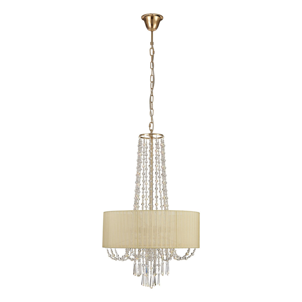 Freida 50cm 6 Light Crystal Chandelier - French Gold With Ivory Shade