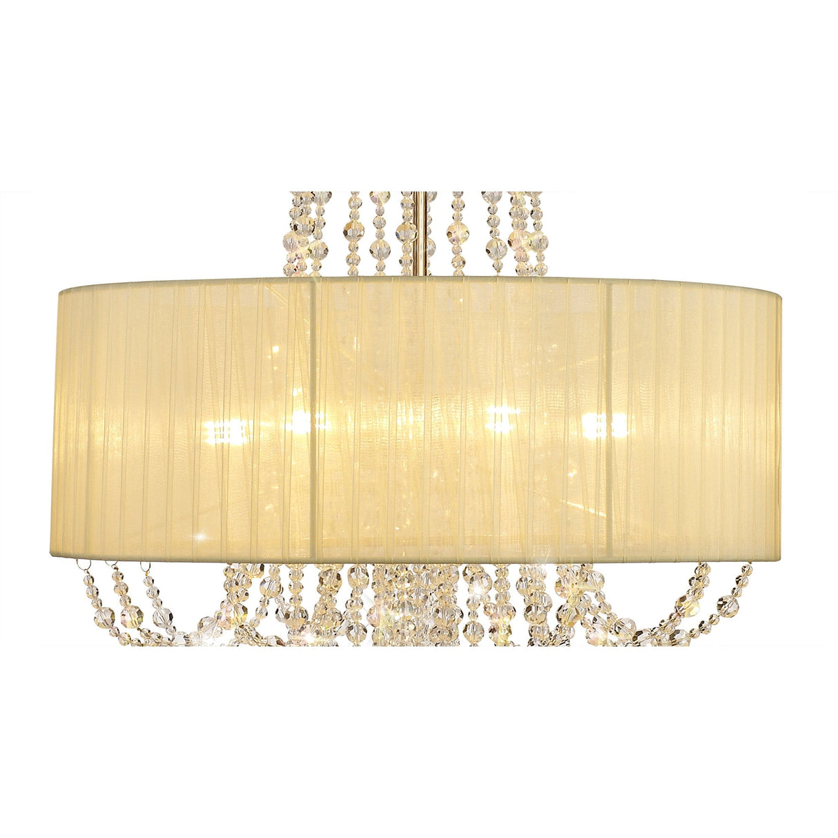 Freida 50cm 6 Light Crystal Chandelier - French Gold With Ivory Shade
