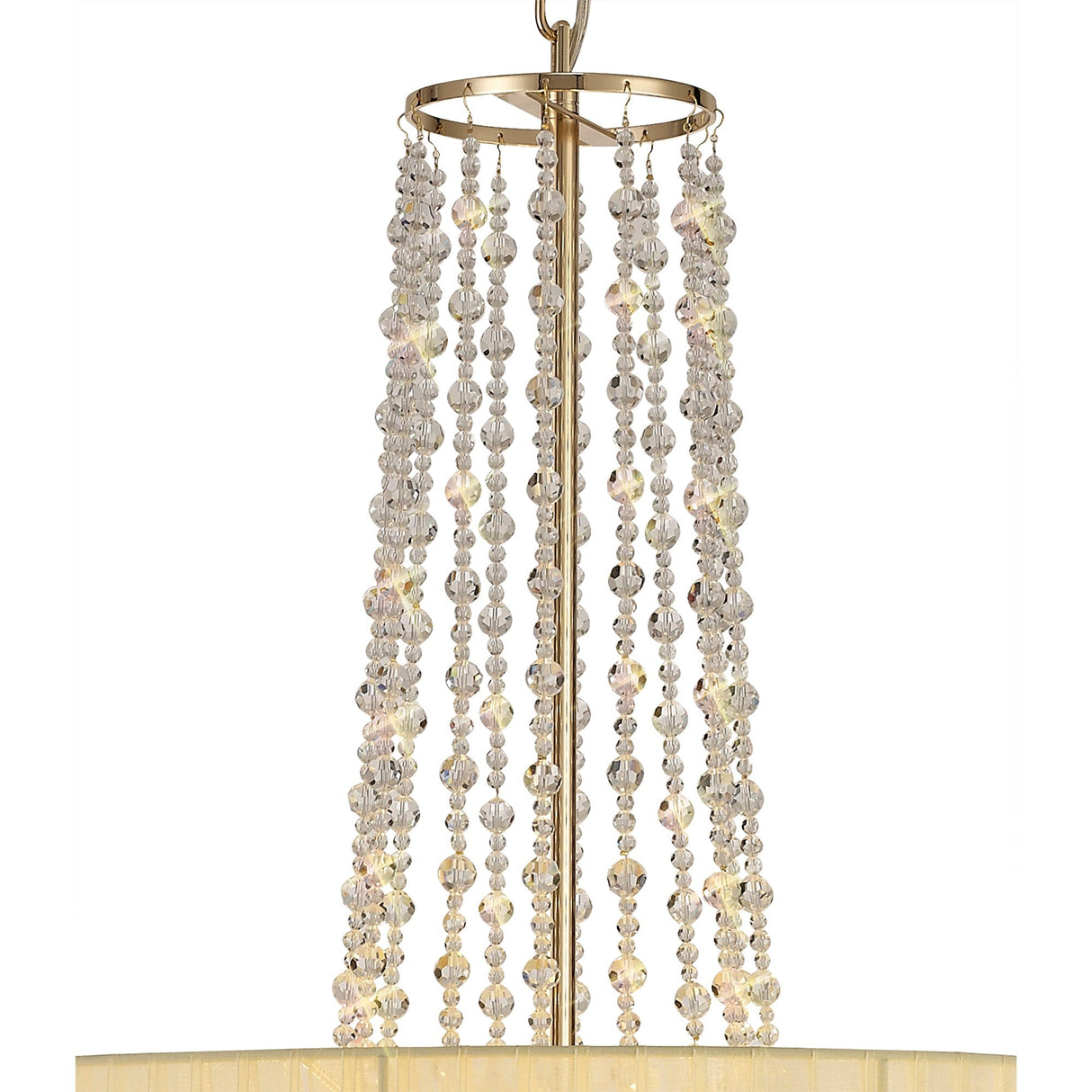 Freida 50cm 6 Light Crystal Chandelier - French Gold With Ivory Shade
