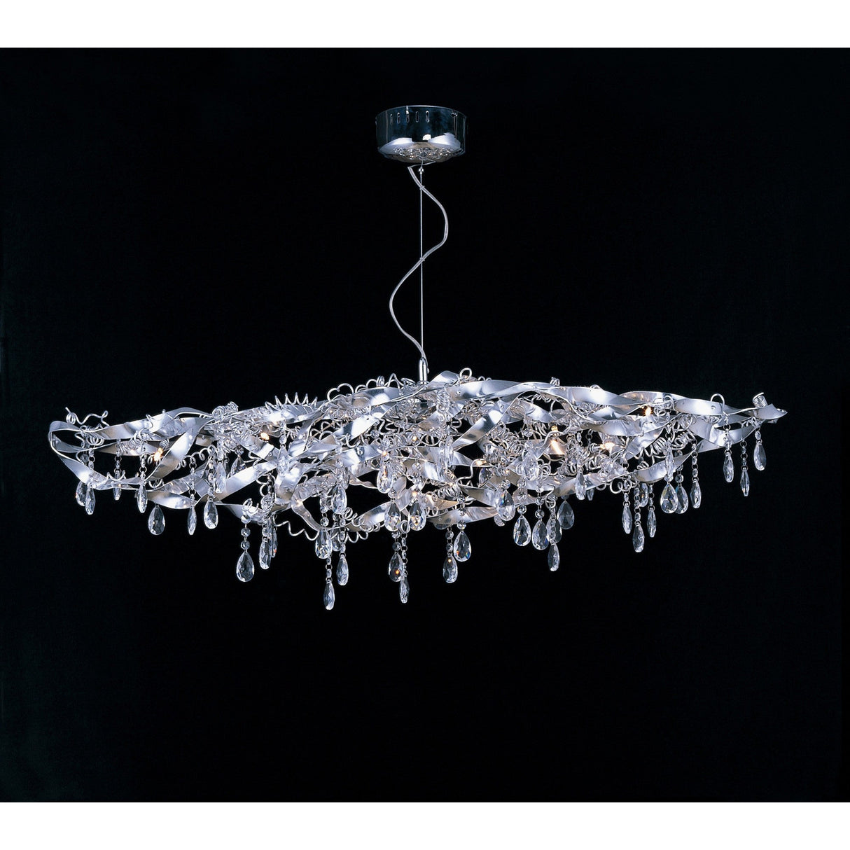 Fusion 10 Light Crystal Linear Suspension Light - Polished Chrome