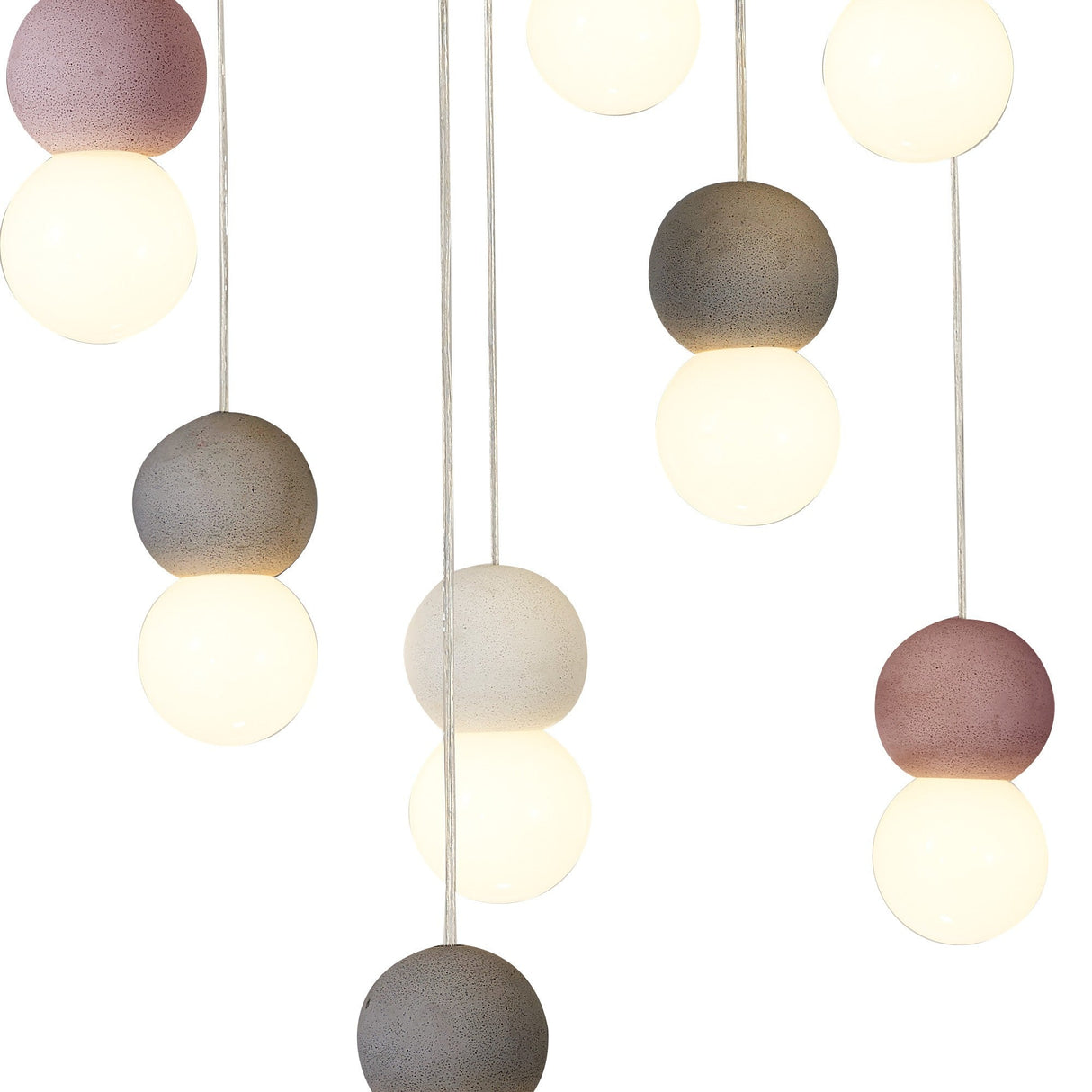 Galaxia 15 Light Round Cement Cluster Pendant Light - Multicoloured