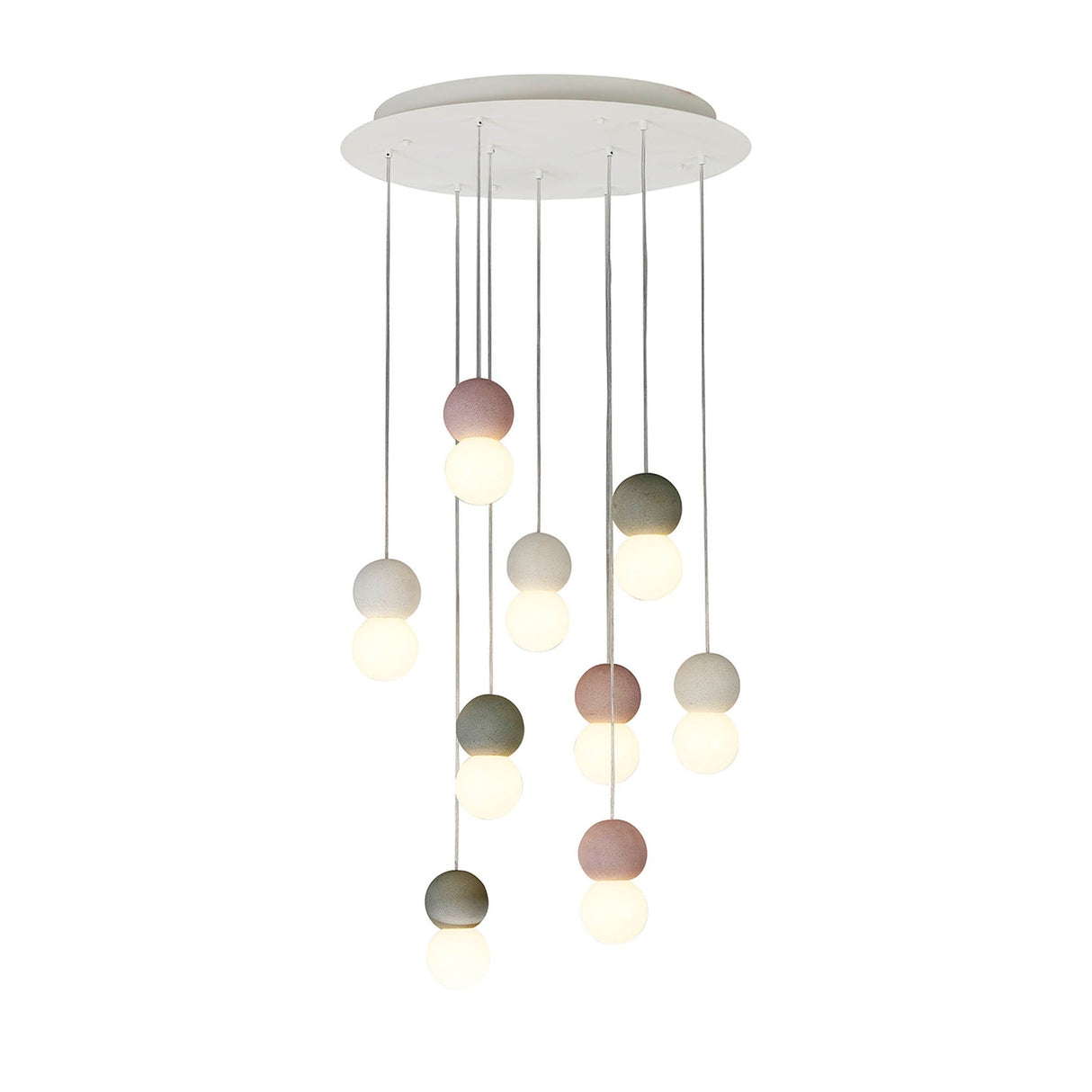 Galaxia 9 Light Round Cement Cluster Pendant Light - Multicoloured