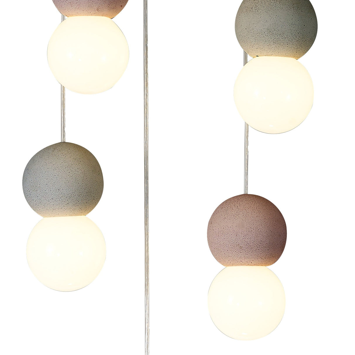 Galaxia 6 Light Round Cement Cluster Pendant Light - Multicoloured