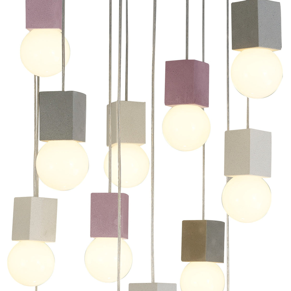 Galaxia 15 Light Square Cement Cluster Pendant Light - Multicoloured