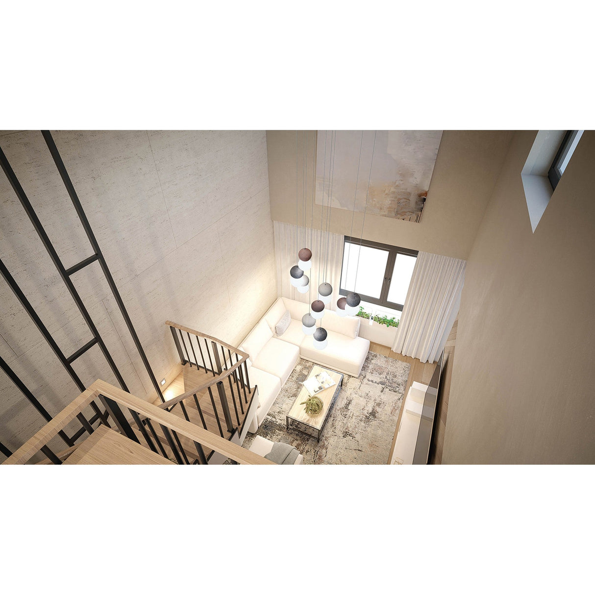 Galaxia 15 Light Square Cement Cluster Pendant Light - Multicoloured