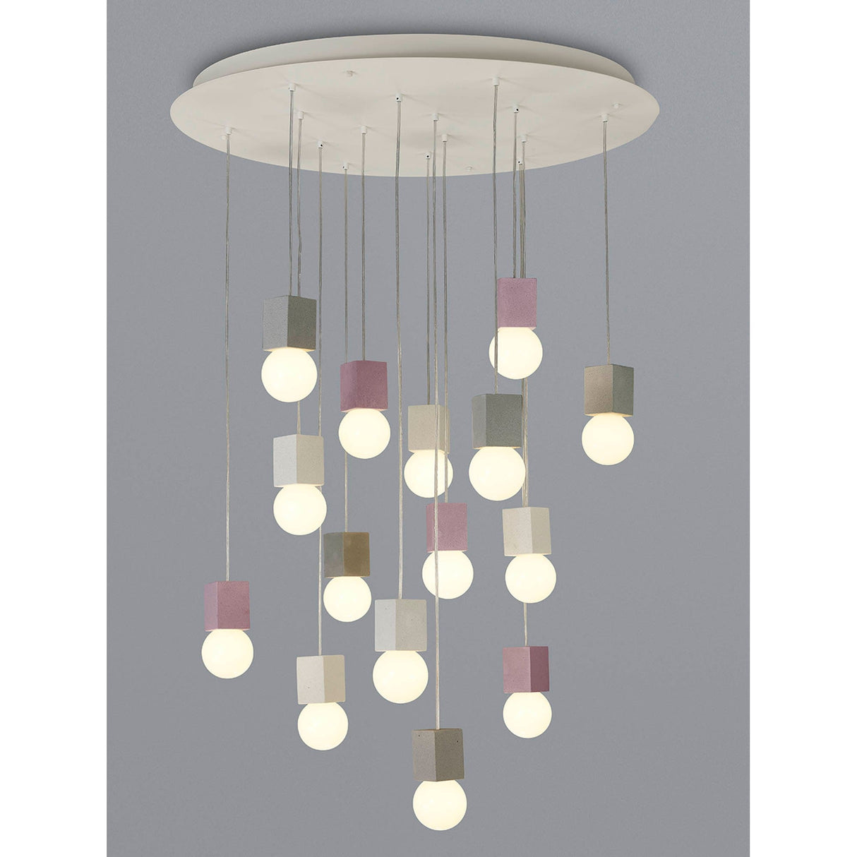 Galaxia 15 Light Square Cement Cluster Pendant Light - Multicoloured