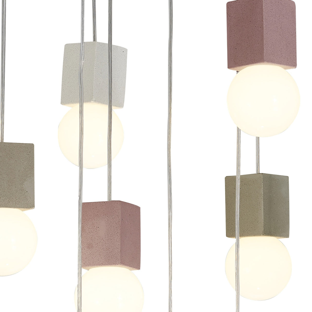 Galaxia 9 Light Square Cement Cluster Pendant Light - Multicoloured