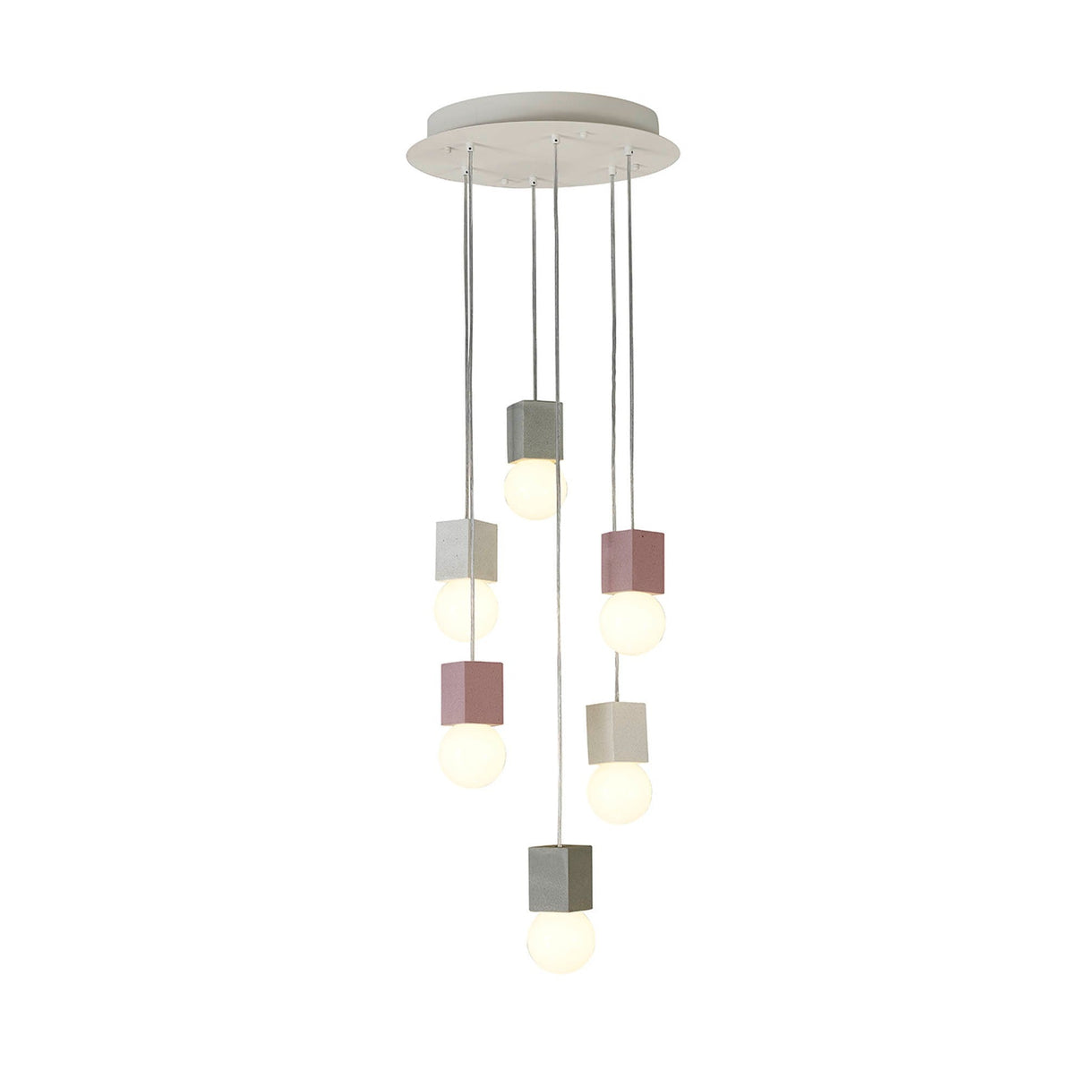 Galaxia 6 Light Square Cement Cluster Pendant Light - Multicoloured