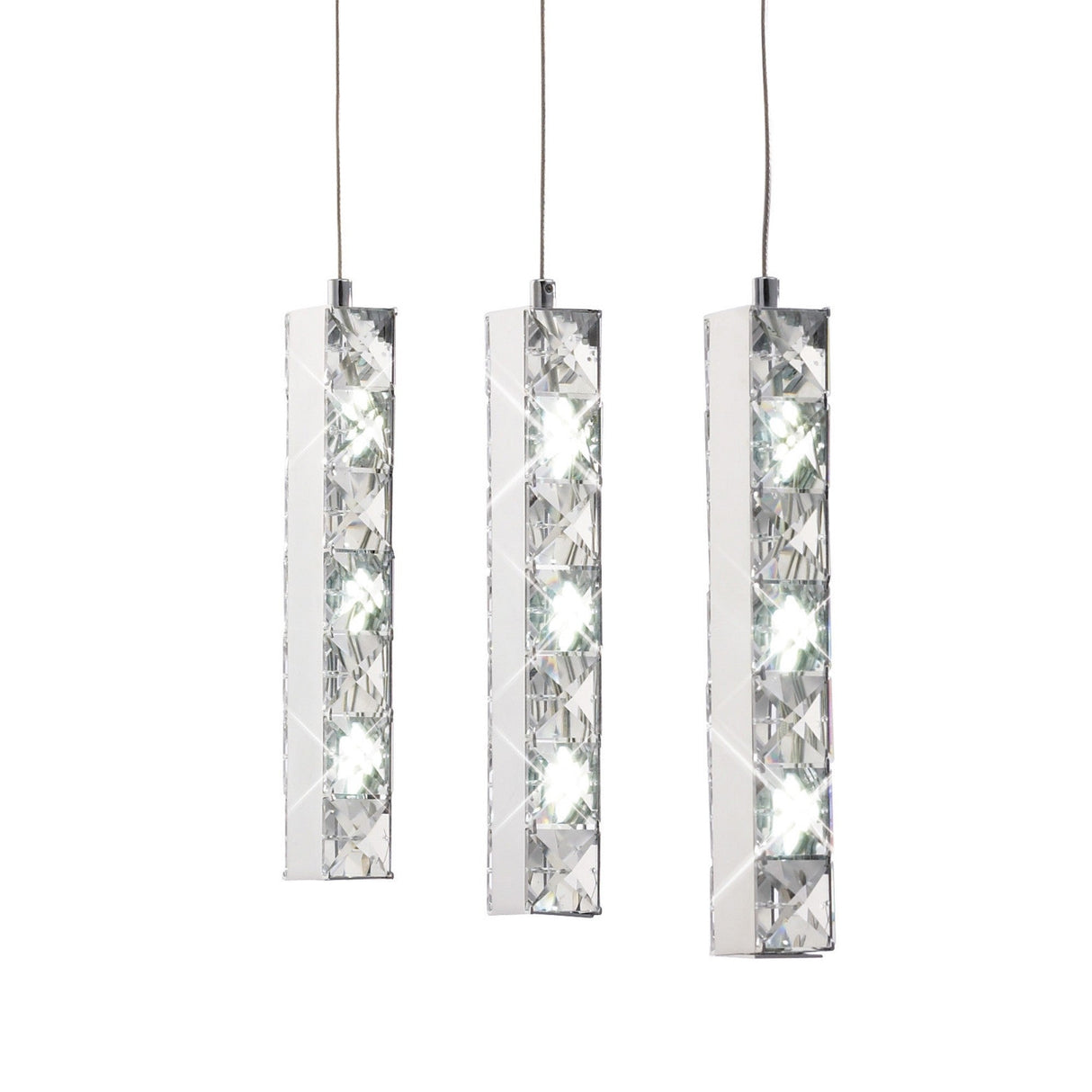 Galaxy 3 Light LED Crystal Bar Pendant Light 9W 6000K - Chrome
