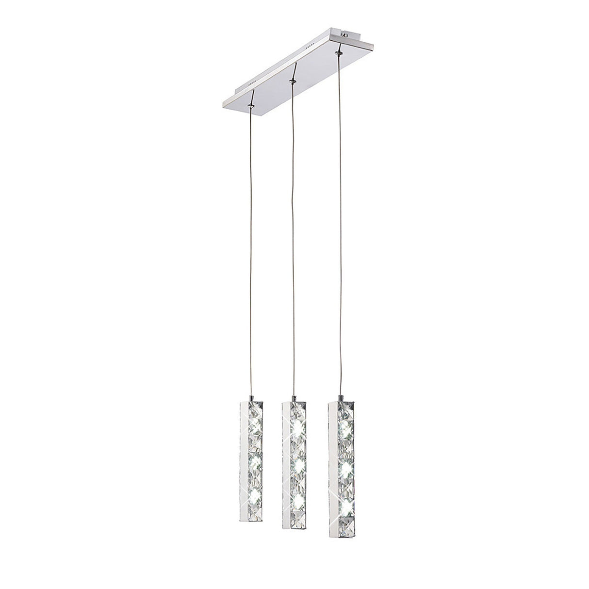 Galaxy 3 Light LED Crystal Bar Pendant Light 9W 6000K - Chrome