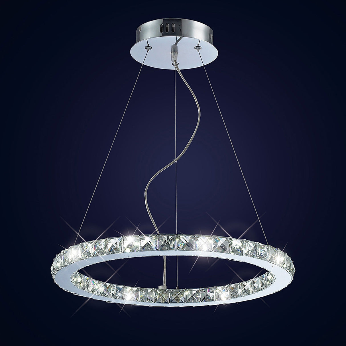 Galaxy Round LED Crystal Suspension Light 27W 6000K - Chrome