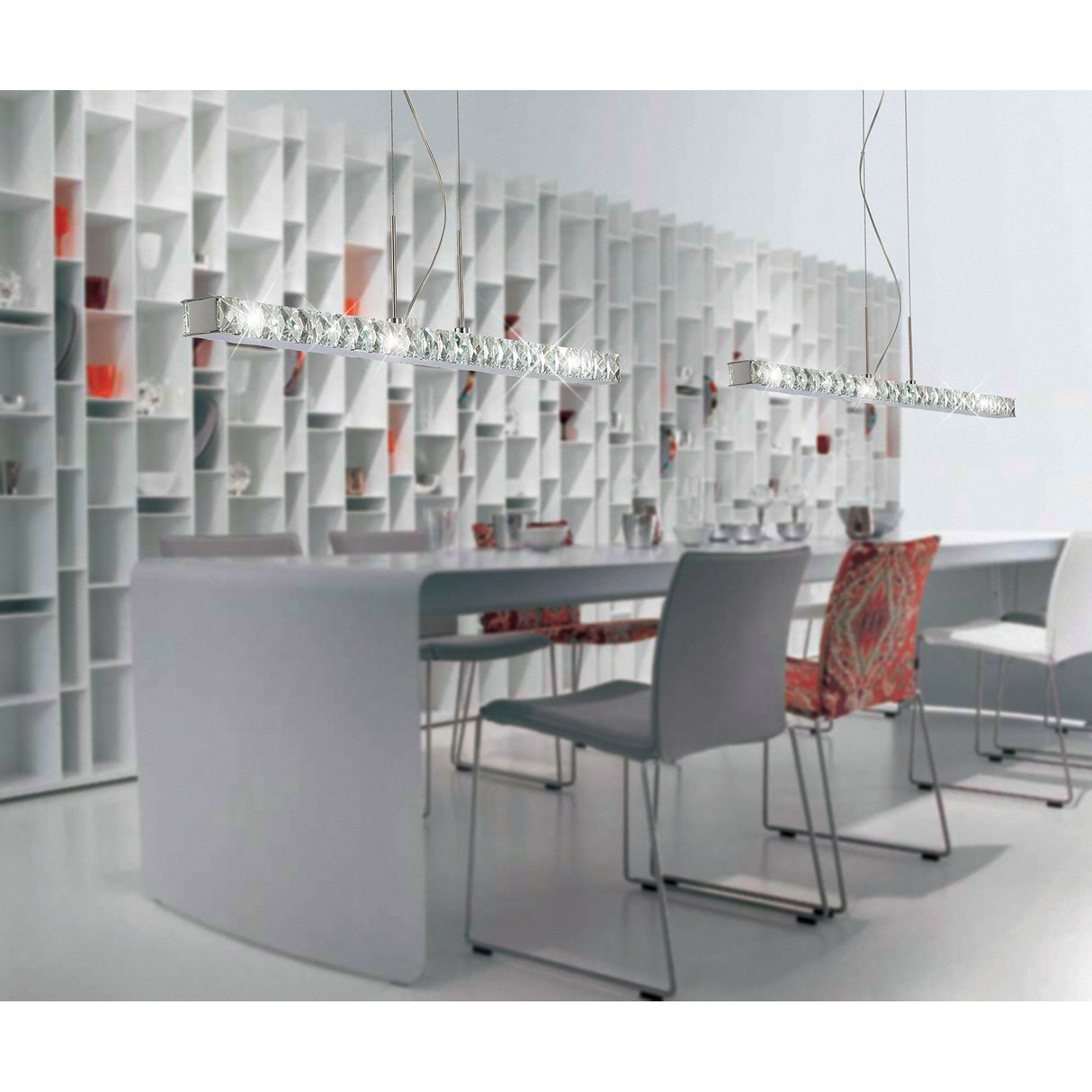 Galaxy LED Crystal Linear Suspension Light - Polished Chrome