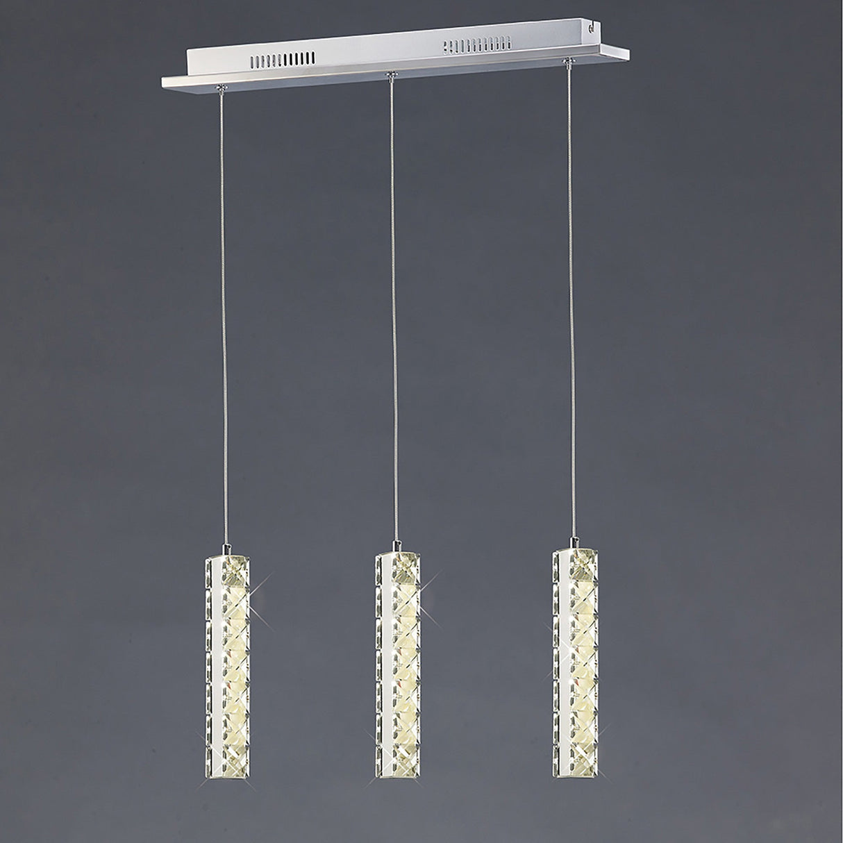 Galaxy 3 Light LED Crystal Bar Pendant Light 9W 4000K - Chrome