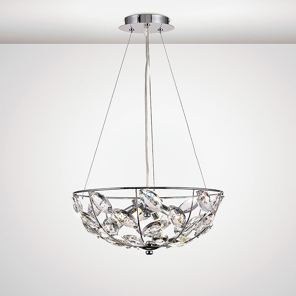 Galilea 39cm 4 Light Crystal Suspension Light - Polished Chrome